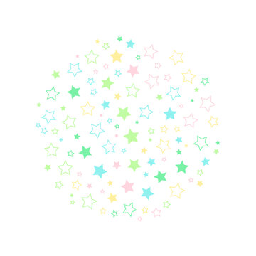 A background with colorful stars of various sizes as a pattern. © Phaigraphic