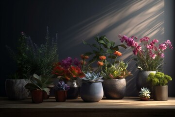 3D illustration of indoor flowers and plants on clear background. Generative AI