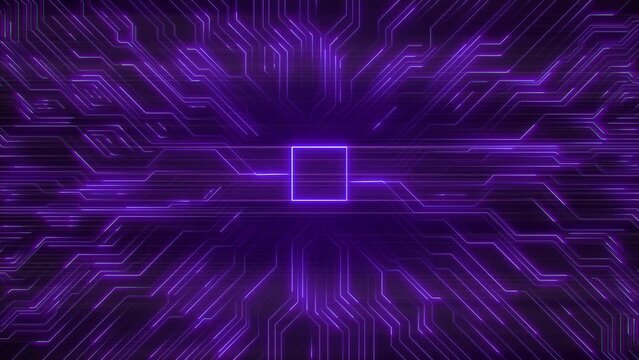 AI web network, technology circuit board Advanced Technology Visualization CPU Processor Microchip Starting Artificial Intelligence of Neural Cloud Computing Data. Digital Lines Move Data