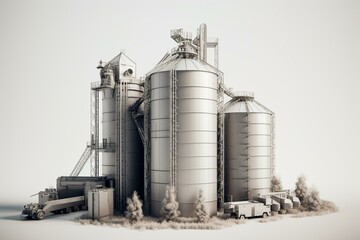 3D agriculture silo on white background. Generative AI