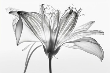 Lily flower X-ray on white background. Generative AI
