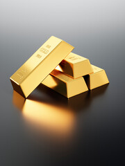 Stack of gold bars isolated on dark gray backdrop - 3D illustration