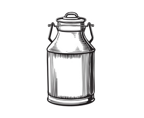 Milk can vector sketch line drawing	
