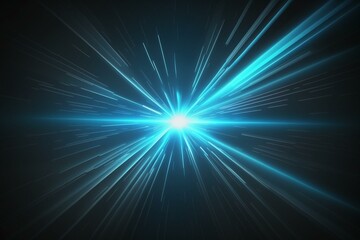 Blue laser light burst motion on dark background with light rays and warp speed lights lines. 4k zoom in. Generative AI - obrazy, fototapety, plakaty