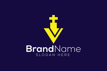 Obraz premium Trendy and Professional letter V church sign Christian and peaceful vector logo