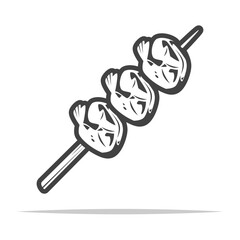 Shrimp skewer icon transparent vector isolated