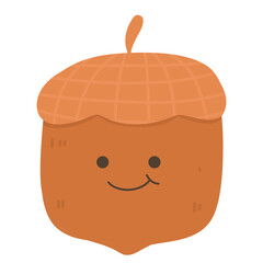 Acorn oak seed cute cartoon Autumn cozy winter watercolor woodland