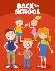 Fototapeta na wymiar cartoon happy children with back to school caption
