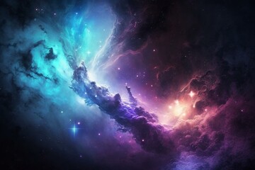 Blue & purple abstract galaxy background for design & wallpaper. Generative AI