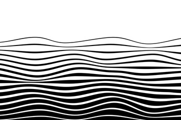 black and white curved line stripe mobious wave abstract background. Vector illustration.