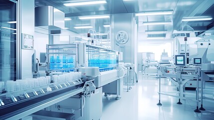 Fototapeta na wymiar Manufacturing process of medicinal and medical preparations. Generative AI