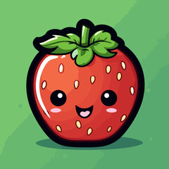 Obraz premium Strawberry. Strawberry hand-drawn comic illustration. Vector doodle style cartoon illustration.