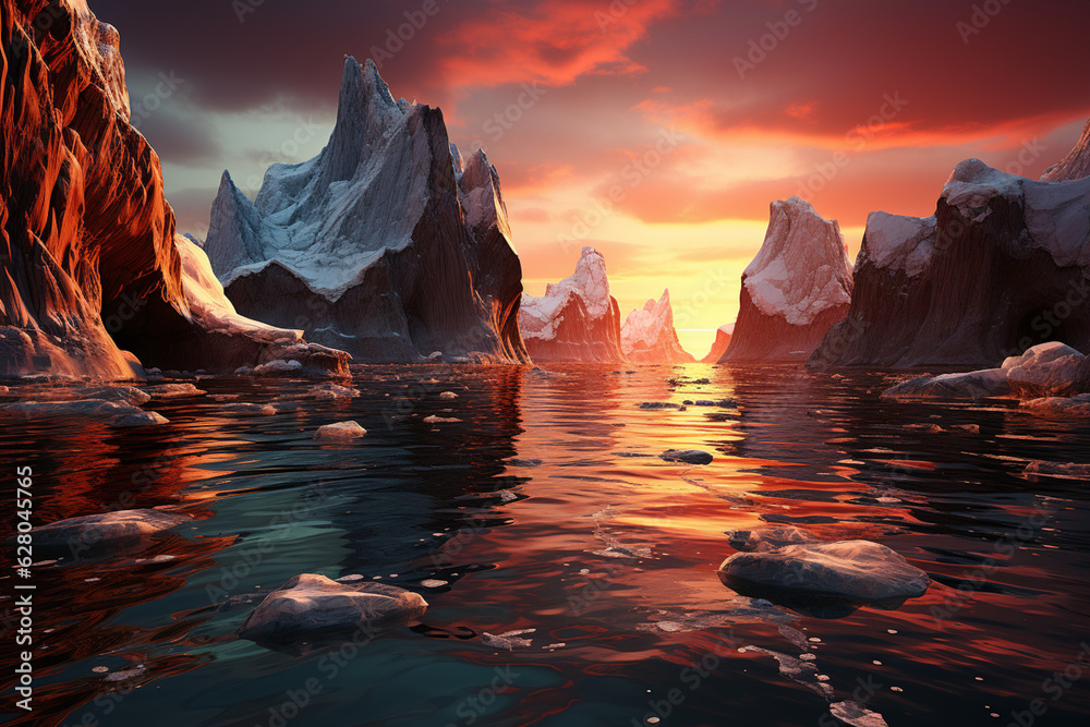 Aufkleber an iceberg with a striking arch-shaped formation, resembling a natural bridge, inviting the viewer t