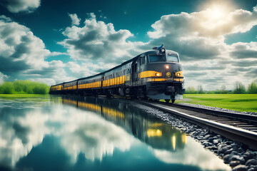 train on the railway. generative ai