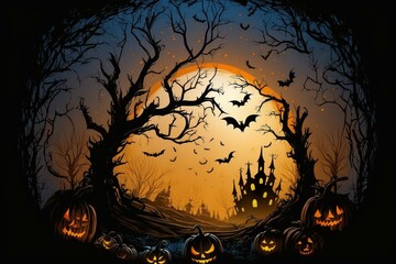 Background for Halloween night festivities. Generative AI