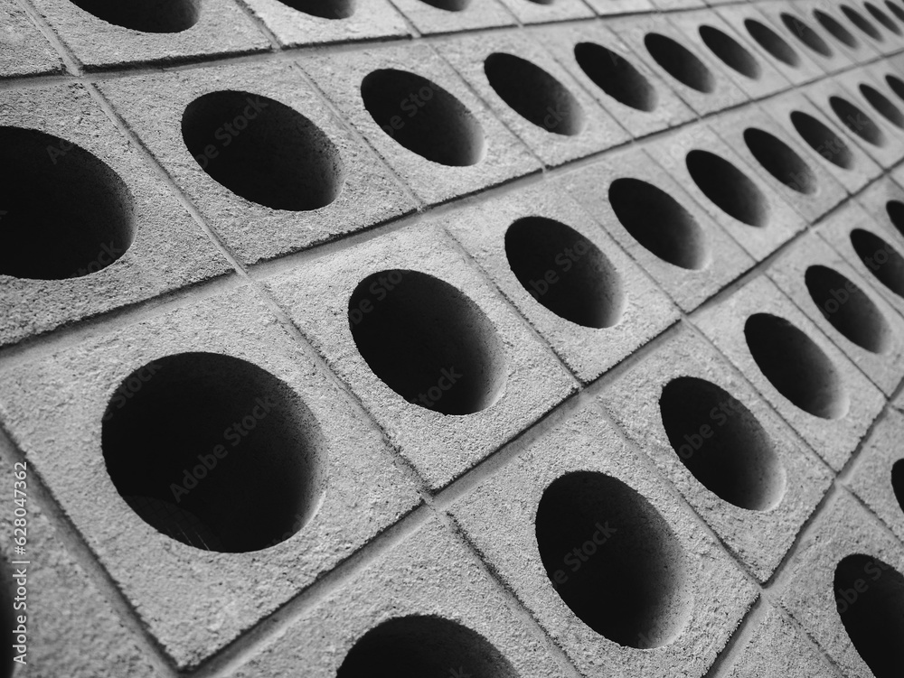 Poster architecture details cement wall circle pattern geometric block industry background