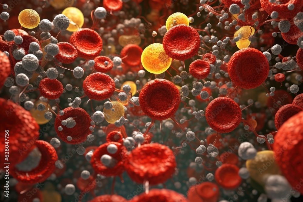 Sticker close-up of blood cells on microscope slide