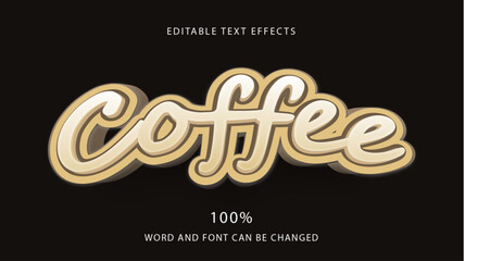 Editable text effect Coffee 3d template style premium vector