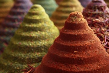 Obraz premium close-up of spice piles creating bold texture patterns