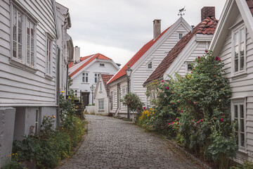traditional houses in the old town of Stavanger, Norway
