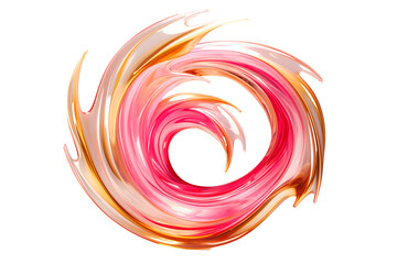 abstract pink and gold 3d figure, splash, ai generated