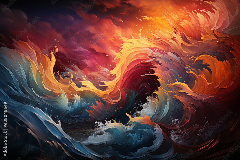 Aufkleber a dramatic and fiery sunrise over a mountain range, with the sun's rays piercing through the gaps be
