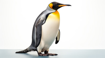 Penguin on the beach on a white background. Generative Ai. 