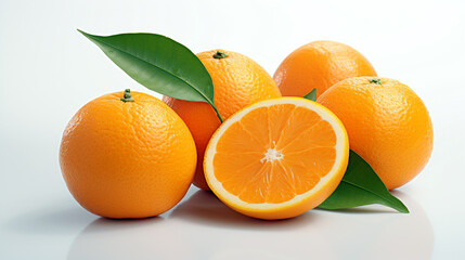 oranges on white background. Generative Ai. 
