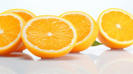 Fototapeta premium orange slices close-up on a white background. Generative Ai. 