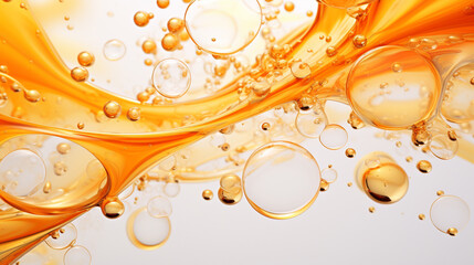 abstract golden wave background. liquid structure with bubbles on white. Generative Ai. 