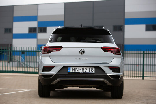Volkswagen T-Roc R line white color at the parking