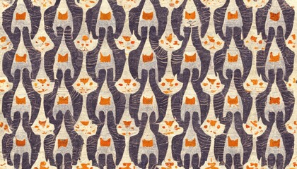 pattern with flowers,cat