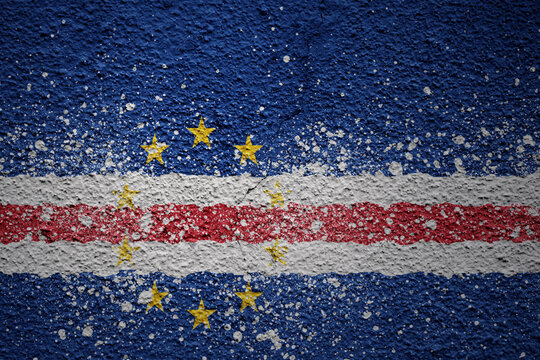 painted big national flag of cape verde on a massive old cracked wall