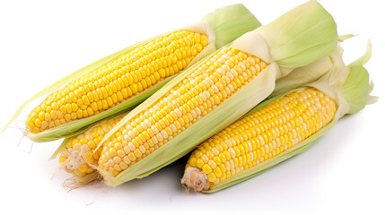 corn on the cob on a white background. Generative Ai. 