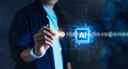 Innovative Businessman, Exploring AI-Driven Virtual Touchscreen