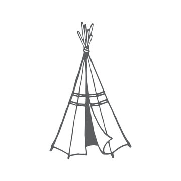 Tent illustration, wigwam rdawing, Indian home