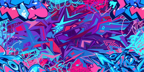 Trendy Abstract Urban Style Hiphop Graffiti Street Art Vector Illustration Background Template