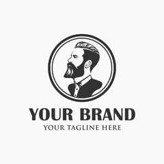 Bearded man logo design illustration