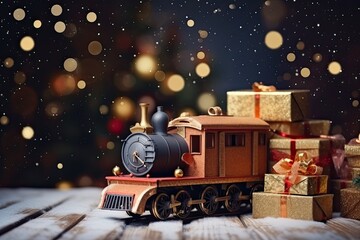 background christmas gift train, christmas greeting, christmas concept, communication concept 