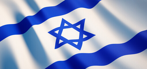 Illustration of a waving national flag of Israel - 628052711