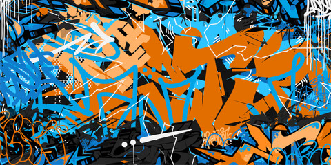Abstract Urban Style Hiphop Graffiti Street Art Vector Illustration Background Template - obrazy, fototapety, plakaty