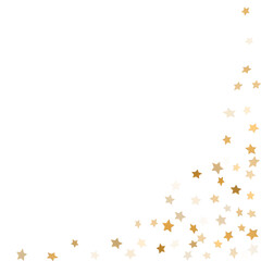 Golden glittering star shaped confetti decorative frame