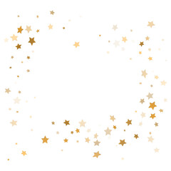 Golden glittering star shaped confetti decorative frame