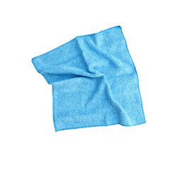 Blue folded clean household rag for kitchen isolated, PNG