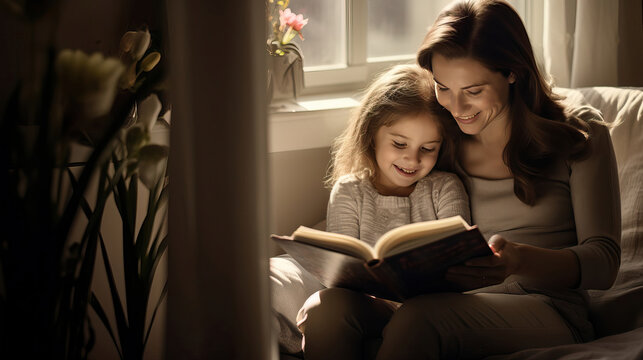 Mother And Child Reading A Book