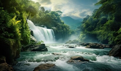 Natural waterfall background.