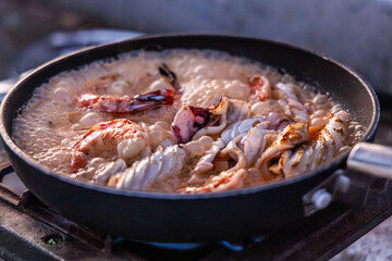 Photo of a delicious home-cooked meal simmering on a stovetop