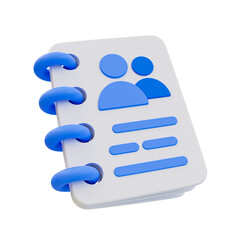 3d minimal global community notebook. address book. directory book. notepad with contact group icon. 3d illustration.