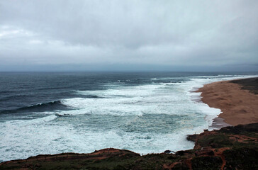 Atlantic coast of Portugal, north beach of Nazaré - 628057766