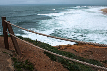 Atlantic coast of Portugal, north beach of Nazaré - 628057780